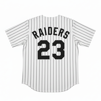 Maillot de baseball blanc personnalisé style Raiders, col en V boutonné, manches courtes, en maille respirante, avec impression de numéro