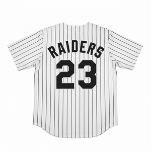 Custom White Solid Baseball Jersey Raiders Style <b>Button</b>-Up V-neck <b>Half</b> Sleeve Mesh Sports <b>Shirt</b> Number Print Breathable - Product Image 2