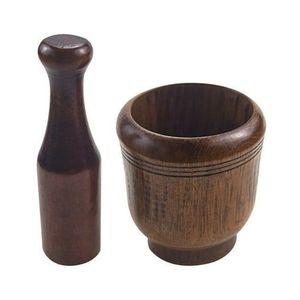 Natural Wooden Mortar And Pestle Set For Crushing Spices <b>Garlic</b> Ginger And Making <b>Fresh</b> Herbal Pastes - Product Image 2