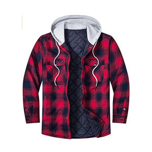 Customizable Front Logo Hooded <b>Flannel</b> <b>Jacket</b> for Men-Streetwear Outdoor Use - Product Image 1