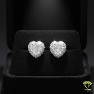 Luxury 925 <b>Sterling</b> <b>Silver</b> Moissanite Diamond Heart <b>Stud</b> <b>Earrings</b> With Double Layer Sparkling Stones For Wholesale Buyers - Product Image 4