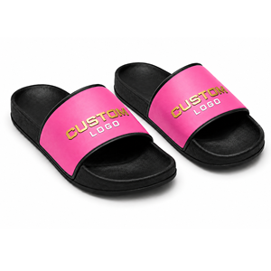 Sandalias Personalizadas con Logotipo, Color Rosa y Negro, Punta Abierta, Suela de EVA Antideslizante, Sandalias de Verano a la Moda - Product Image 1
