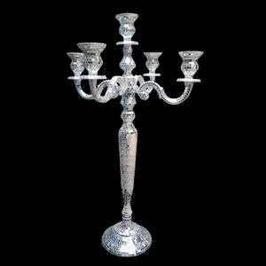 Candelabro de Mosaico para Piso, 9 Brazos, Decorativo para Bodas, Portavelas de Metal con Centro de Cuenco para Flores, Candelabro Decorativo Hecho a Mano - Product Image 3