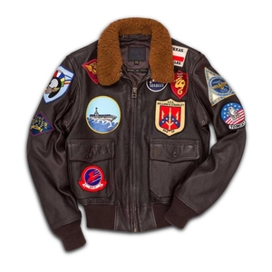 เสื้อแจ็คเก็ตบอมเบอร์หนังแท้สไตล์วินเทจ Avirex G-1 Top Gun สำหรับผู้ชาย |   เสื้อโค้ทนักบินแบบถอดปกขนแกะได้ - Product Image 3