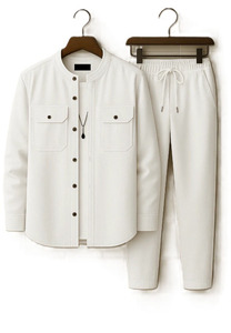 Conjunto de Traje de 2 Piezas para Hombre, Invierno 2026, Cuello Alto, Formal, Impermeable, Transpirable, 100% Algodón - Product Image 3