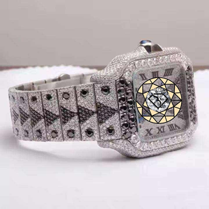 Alloy Stainless Steel Clasp Quartz Sport Business Wristwatch Hop Iced Women <b>Men</b> Oversize <b>Square</b> Dial Full Lab Diamond <b>Watch</b> - Product Image 1