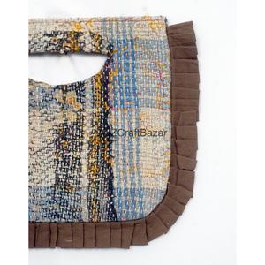 <b>Boho</b> Style 100% Cotton Kantha <b>Bag</b> With Ruffle Style Cut Borders With Comfortable Handle Medium Size For Daily Use - Product Image 3