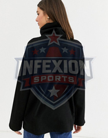 Pull en tricot à col rond noir pour femme, avec logo sur le devant, 100% coton, manches longues, vêtements décontractés pour l'hiver