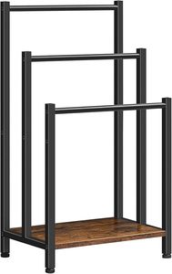 Porte-serviettes industriel en acier noir à 3 barres, étagère autoportante, support de serviettes de bain mobile pour salle de bain, 80 cm - Product Image 3