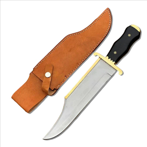 Couteau de chasse artisanal en acier inoxydable, lame fixe, couteau de survie pour le camping, la randonnée, la pêche, le bushcraft, avec étui - Product Image 3