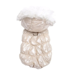 เสื้อโค้ทสุนัขสุดหรู อุ่นสบาย ระบายอากาศได้ดี ชุดคลุมสัตว์เลี้ยงสำหรับฤดูหนาว พร้อมรูสำหรับสายจูงแบบ D-ring ดีไซน์ใหม่ เสื้อแจ็คเก็ตพัฟเฟอร์แบบมันเงาสั่งทำได้ - Product Image 2