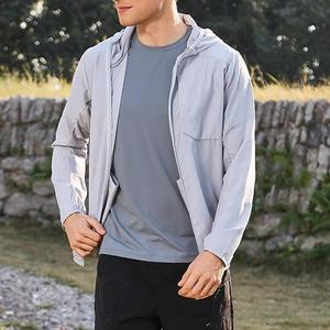 Men's Lightweight <b>Hooded</b> Windbreaker Solid Black Full <b>Zip</b> Sun Protection Running Jacket - Product Image 4