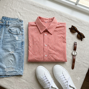 Camisa de franela a cuadros oversize de verano para hombre, estilo crop, con botones, personalizada al por mayor - Product Image 1