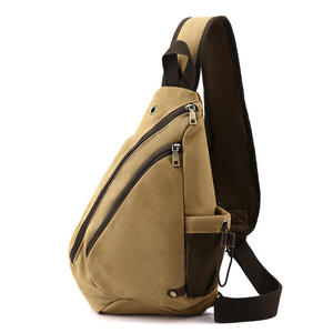 Mochila Bandolera de Lona Vintage, Bolso de Pecho Cruzado para Hombre y Mujer, Informal, para Viajes, con Múltiples Bolsillos con Cremallera - Product Image 1