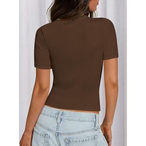 Camisetas Básicas de Moda Verano 2025 para Mujer, Cuello Redondo, Manga Corta, Tejido Acanalado, Ajuste Delgado, Estilo Casual, Top sin Mangas - Product Image 1