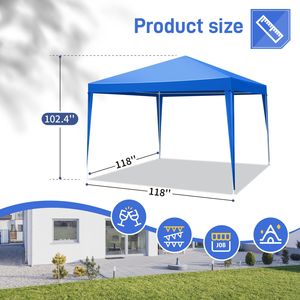 Carpa de Jardín Impermeable de 10x10 Pies para Bodas, Barbacoas y Catering, Color Azul - Product Image 2