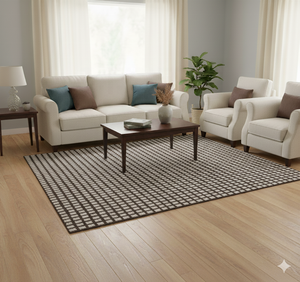 Tapis artisanaux faits à la main motif géométrique de style bohème et nordique pour projets résidentiels - Product Image 1