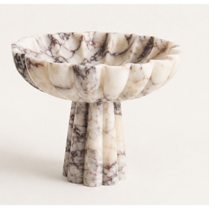 Cuenco de Pedestal Festoneado de Mármol Ecológico de Calidad Deluxe, Centro de Mesa Acanalado Hecho a Mano, Plato para Frutas, Moderno para Hogar, Hotel, Fiestas - Product Image 1