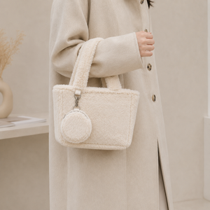 Luxury Faux Fur Tote <b>Bag</b> Soft Teddy Plush Handbag with Matching <b>Coin</b> Pouch Fashion Winter <b>Bag</b> for Women - Product Image 2