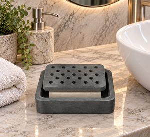Lot de 8 accessoires de salle de bain de luxe : Porte-savon et support en pierre faits à la main, étanches, rectangulaires 9x11cm – Vente en gros du fabricant - Product Image 2