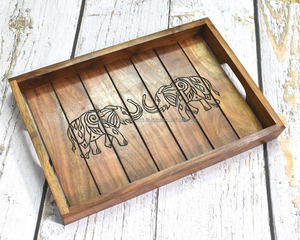 <b>Rustic</b> <b>Wooden</b> Tray for Cofeee Tea Tableware and Dinnerware Set Wholesale Durable <b>Wooden</b> Tray - Product Image 3