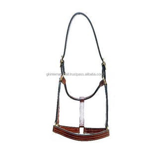 Caballo de cuero marrón ligero con acabado perfecto, cabestrillo de lujo cosido de cuero grueso con hebillas y anillos de acabado de latón sólido - Product Image 3