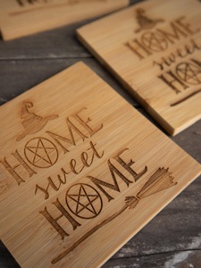 Premium Home Sweet Home Coaster Set For Coffee Tea <b>Table</b> <b>Protection</b> Office Gift For Colleagues And Corporate Events From India - Product Image 3