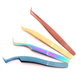 Pinzas de pestañas duraderas con revestimiento Antiestático de acero inoxidable hechas a mano profesionales que evitan que las pestañas se peguen - Product Image 1