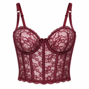 Haut Corset en Dentelle pour Femme, Style Bustier en Maille Florale, Camisole Élégante Vintage Sexy, Lingerie, Vente en Gros, OEM, ODM, Vêtements Personnalisés - Product Image 2