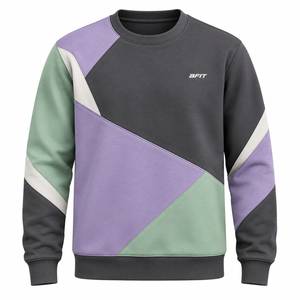 <b>Mens</b> Premium Multi Panel <b>Crewneck</b> Fleece <b>Sweatshirt</b> Custom Color Block Casual Athletic Pullover Sportswear Eco-Friendly - Product Image 1