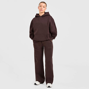 New Design Custom Logo Varsity <b>Oversized</b> Hoodie & <b>Jogger</b> 2 Piece Set Women's Tracksuits Cotton Breathable Gym Women's Sweatsuit - Product Image 1