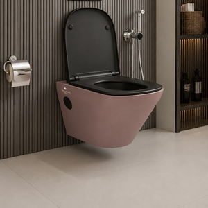 Cuvette de toilette murale monobloc moderne en céramique avec siphon en P, chasse d'eau cyclonique et fonction de fermeture en douceur - Product Image 2