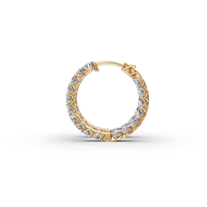 Pendientes de Aro con Diamantes Redondos Cultivados en Laboratorio de 1.50 Ct, Diseño Chic de Aro Redondo - Product Image 3