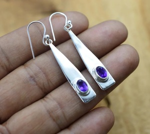 Pendientes Colgantes de Plata de Ley 925 con Amatista Púrpura Natural, Hechos a Mano, Certificados por IGI, para Oficina/Trabajo, Joyería Fina, Heaven Crafts - Product Image 2