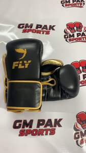 Gants de boxe professionnels - Gants d'entraînement et de sparring en cuir de qualité supérieure - Mittons de frappe Muay Thai or et noir - Product Image 2