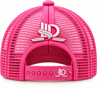 Casquette Snapback 5 Panneaux en Maille Rose OARH_INT INDUSTRY MC-1281, Polyester/Coton, Logo en Caoutchouc en Relief sur le Devant, Décontractée, Unisexe, Ajustement Réglable