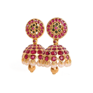 Ruby Kemp Pearl and Diamond Drop Jhumki Earrings-Vintage Classic Wedding Gift - Product Image 2