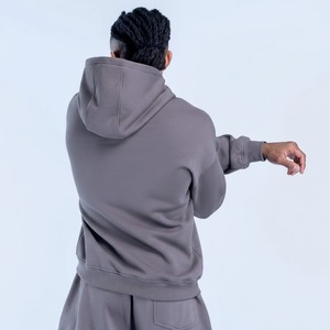 Nouvel Arrivage Survêtement Homme Personnalisé Couleur Fumée : Sweat à Capuche et Pantalon de Jogging Coupe Droite en Coton Épais - Product Image 2