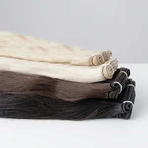 Extensiones de Cabello Humano Remy Indio Liso Rubio Platino con Base de Seda HD Transparente de Doble Trama 100% Densidad - Product Image 1