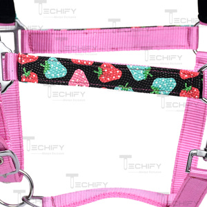 Printed Nylon Horse <b>Halter</b> with Soft Padding Adjustable Buckles Durable Metal Hardware Equestrian Headcollar - Product Image 4