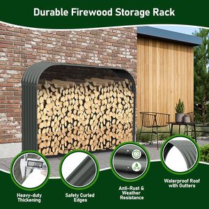 Eco-Friendly Outdoor Steel Firewood Rack with Built-In Decorative Planter for Home and Garden Campgrounds and Patios - Product Image 3