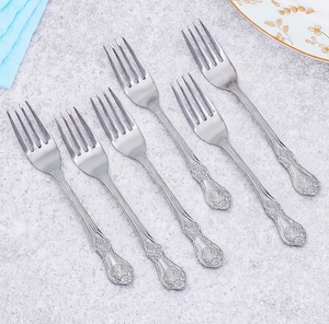 Ensemble de fourchettes en acier inoxydable, 12 pièces, 4 dents, finition miroir, modernes, pour desserts et gâteaux, compatibles lave-vaisselle, à prix avantageux - Product Image 5