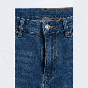 Jean en denim coupe droite délavé foncé pour homme, taille mi-haute, coupe ajustée, en coton, style décontracté, pantalon de printemps - Product Image 4