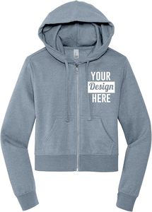 Women Custom Personalized Texts Logo Stitching Cropped Hoodie <b>Zip</b> <b>ups</b> - Product Image 2