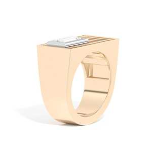 Anillo de Oro Ancho Personalizado con Diamantes Cultivados en Laboratorio de Corte Baguette de 1 CTW, Oro de 10k, 14k, 18k, Banda Arquitectónica Audaz, Fabricante de Joyería al por Mayor - Product Image 3