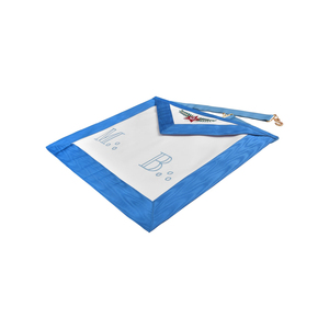 Tablier de Maître Maçon de la Collection Signature, Bordure Bleu Ciel, Qualité Premium, Tablier de Maître Maçon Prestige, Bordure Blanc Bleu Clair - Product Image 3