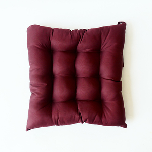 Coussins de chaise tuftés faits à la main avec liens, coussin carré pour chaise de salle à manger, décoration esthétique pour la maison, textiles de maison bordeaux, vente en gros - Product Image 1