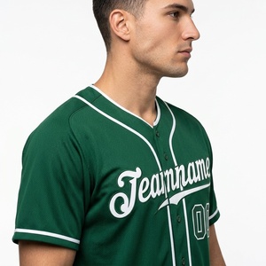 Maillot de baseball respirant en gros, maillot de sport brodé, maillot à manches courtes pour homme, uniforme de baseball en polyester - Product Image 4
