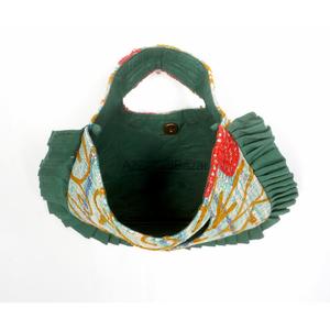 Bolso de Mano Kantha Hecho a Mano, Vintage, Multicolor, 100% Algodón, para Mujer, con Cierre Magnético, Bordado Floral - Product Image 4