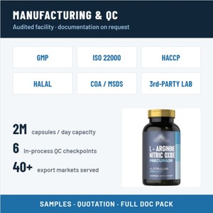 L-Arginine L-Citrulline Précurseur d'Oxyde Nitrique Supplément d'Acides Aminés Énergisant à Base de Plantes 90 Capsules Végétaliennes Naturelles - Product Image 2